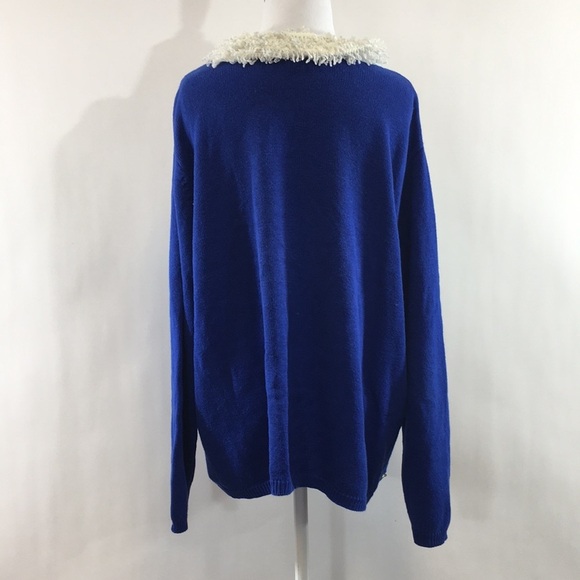 CB Plus Collections Blue Dove Knit Cardigan Womens 2X Holiday Beaded Sweater - Picture 3 of 10